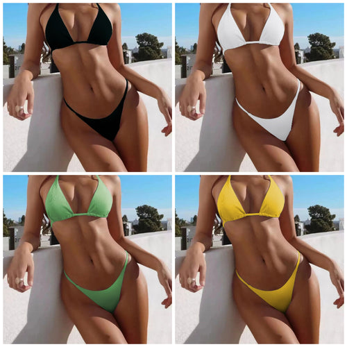 Damen Triangel-Bikini mit feiner Rippstruktur EB
