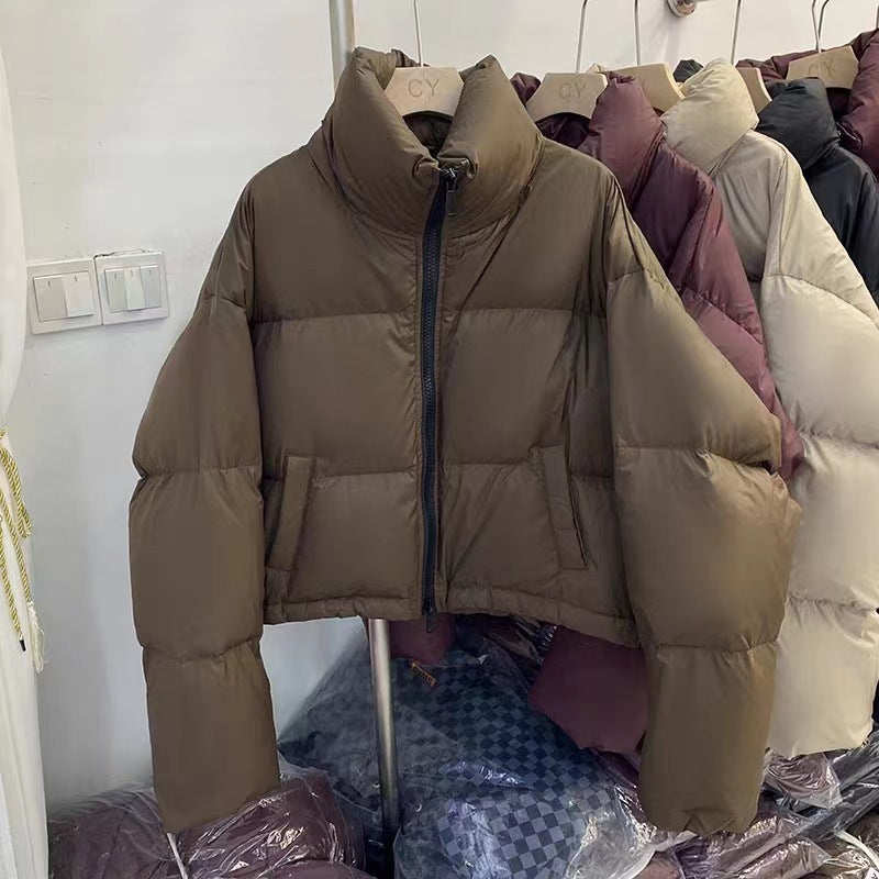 Damen Kurze wattierte Funktionsjacke mit hohem Kragen und seitlichen Taschen EB