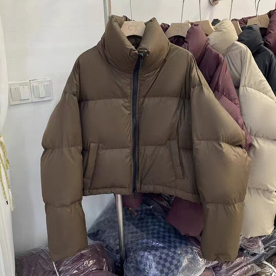Damen Kurze wattierte Funktionsjacke mit hohem Kragen und seitlichen Taschen EB