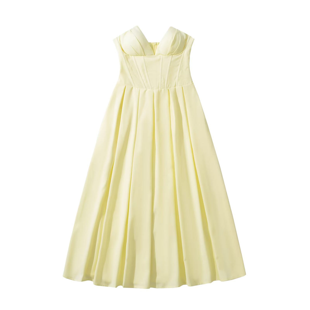 Damen Maxikleid mit elegantem Bustier-Ausschnitt und fließendem Rock EB