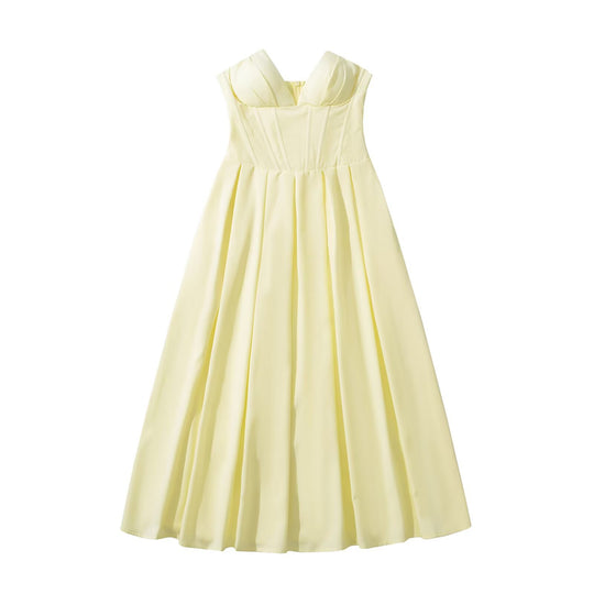 Damen Maxikleid mit elegantem Bustier-Ausschnitt und fließendem Rock EB