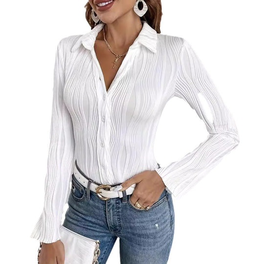 Damen Elegante Bluse mit strukturierten Längsstreifen EB