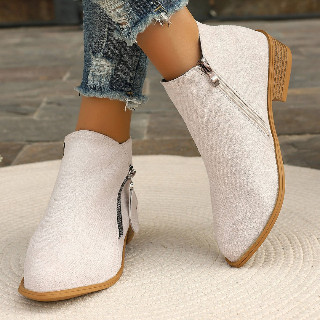 Damen Modische Ankle Boots mit elegantem Reißverschluss und bequemer Sohle EB