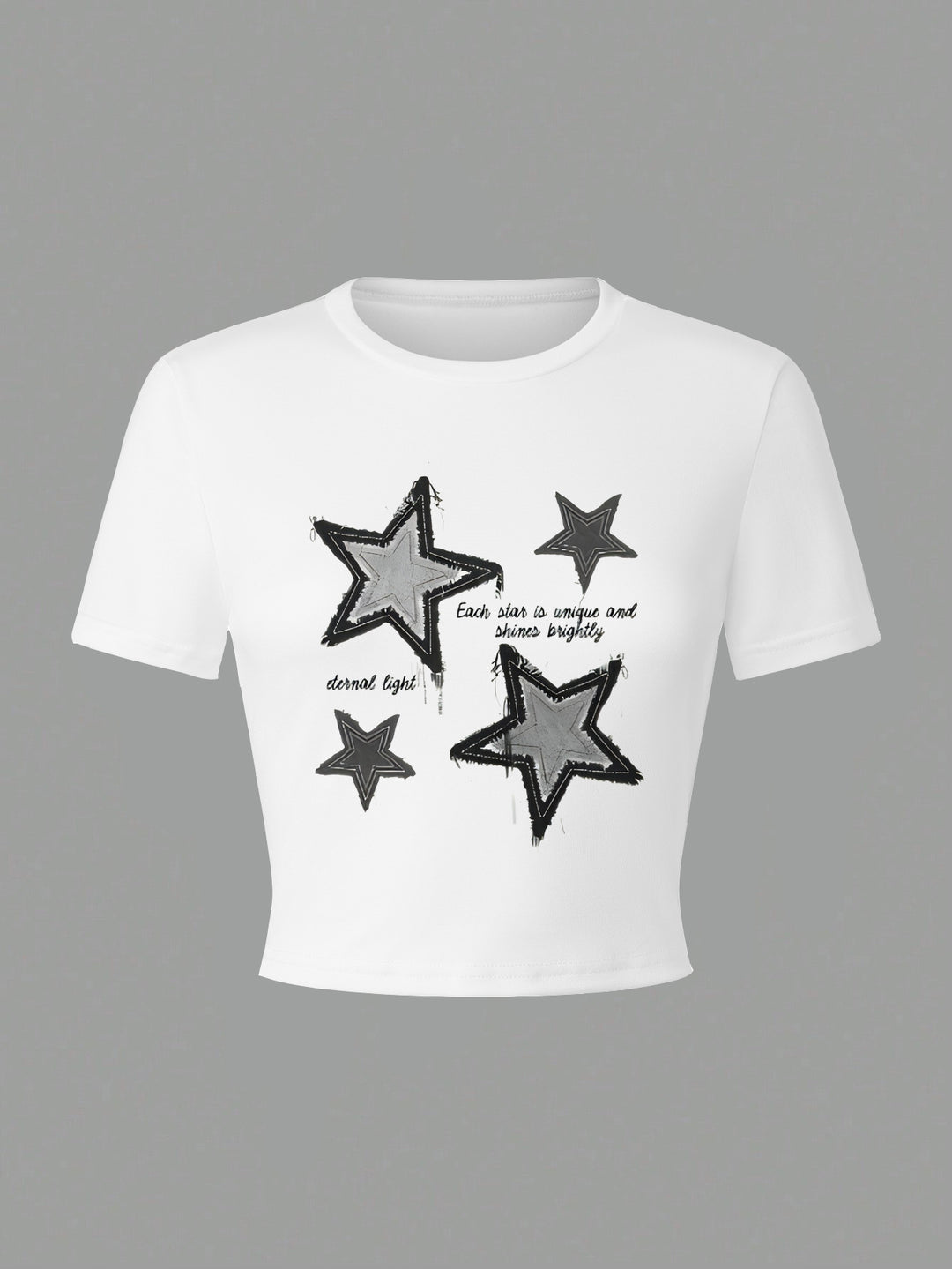 Damen Crop-T-Shirt mit kreativem Telefon-Design EB