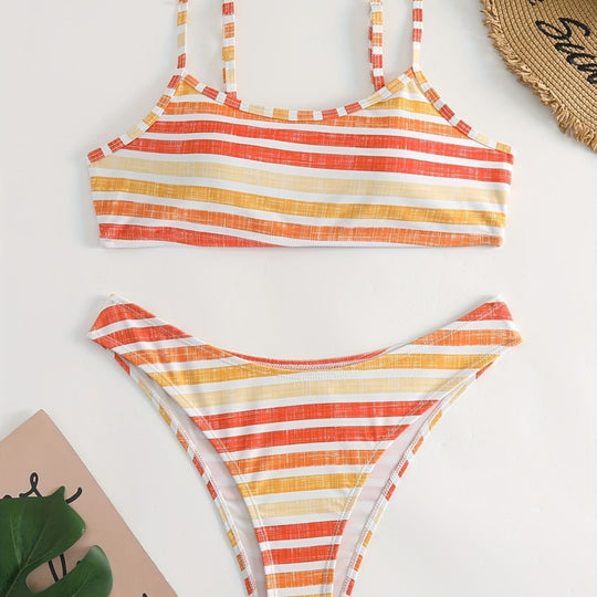 Damen Sportlicher Streifen-Bikini EB