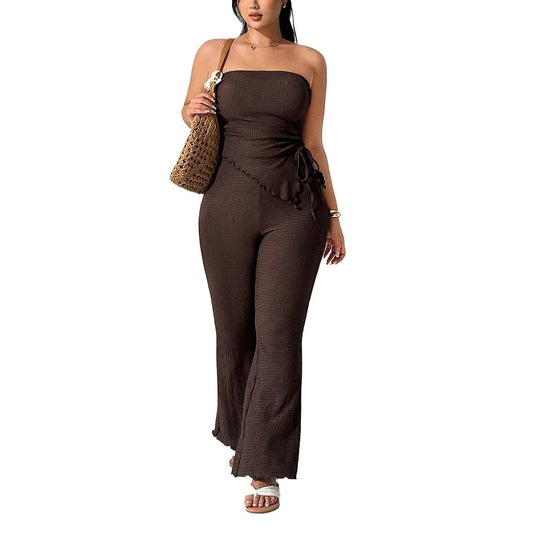 Damen Kombinationsanzug mit elegantem Volant und schmalem Bein EB