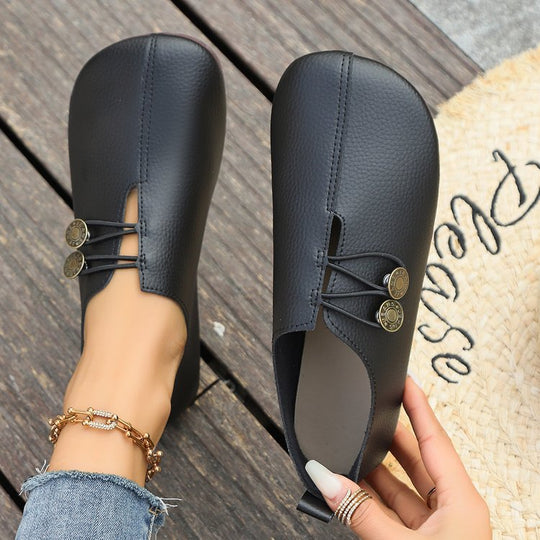 Damen Ballerinas mit elastischem Riemen und dekorativem Knopf EB