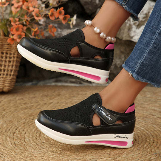 Damen atmungsaktive Slip-On Sneakers mit elastischem Obermaterial EB