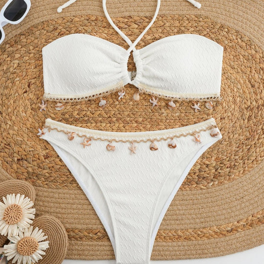Damen Bandeau-Bikini mit Muscheldekoration EB
