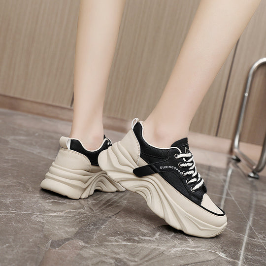 Damen modische Chunky Sneakers mit verstärktem Sohlenprofil und atmungsaktiver Obermaterialstruktur EB