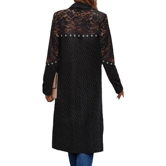 Damen Mantel aus feiner Spitze und strukturierter Baumwolle Heidi-Mode