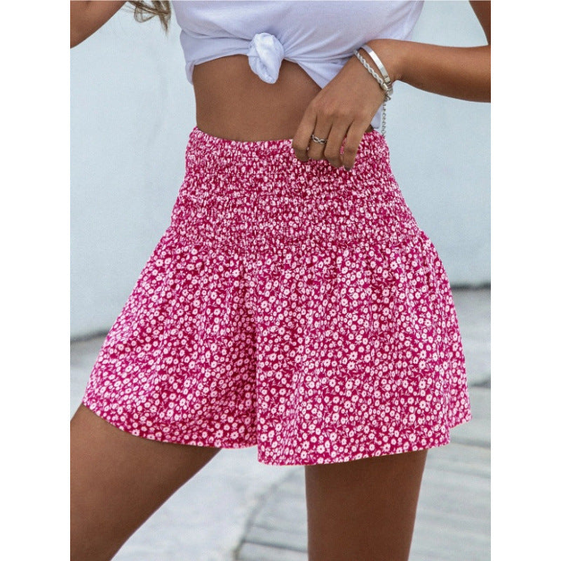 Damen Shorts mit elastischem Taillenbund und floralem Design EB