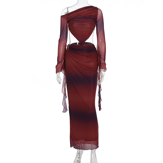 Damen Asymmetrisches Maxikleid mit raffinierten Cut-Outs und innovativem Design EB