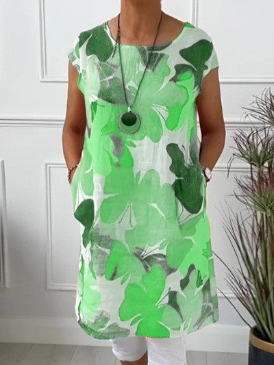 Damen Leichtes Strandkleid mit floralem Muster und Taschen Heidi-Mode