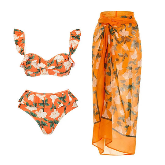 Damen Bikiniset mit voluminösen Rüschendetails EB