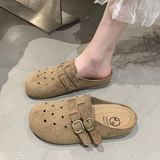 Damen bequeme Clogs mit doppeltem Schnallenverschluss EB