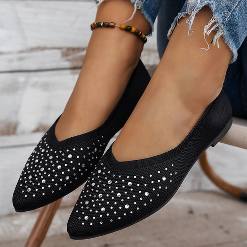 Damen Ballerinas mit dezenten Strassakzenten EB