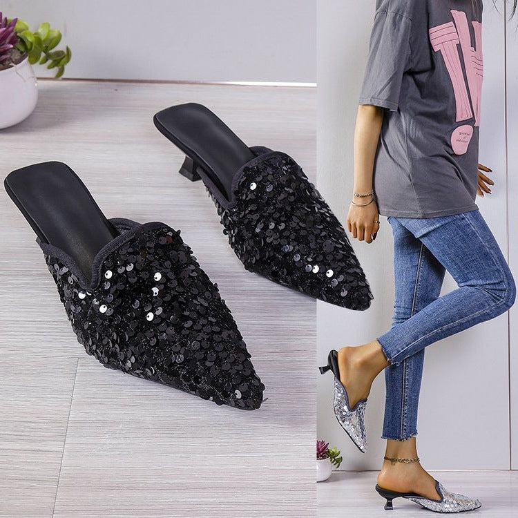 Damen Glamouröse Pumps mit funkelnden Strass-Applikationen EB