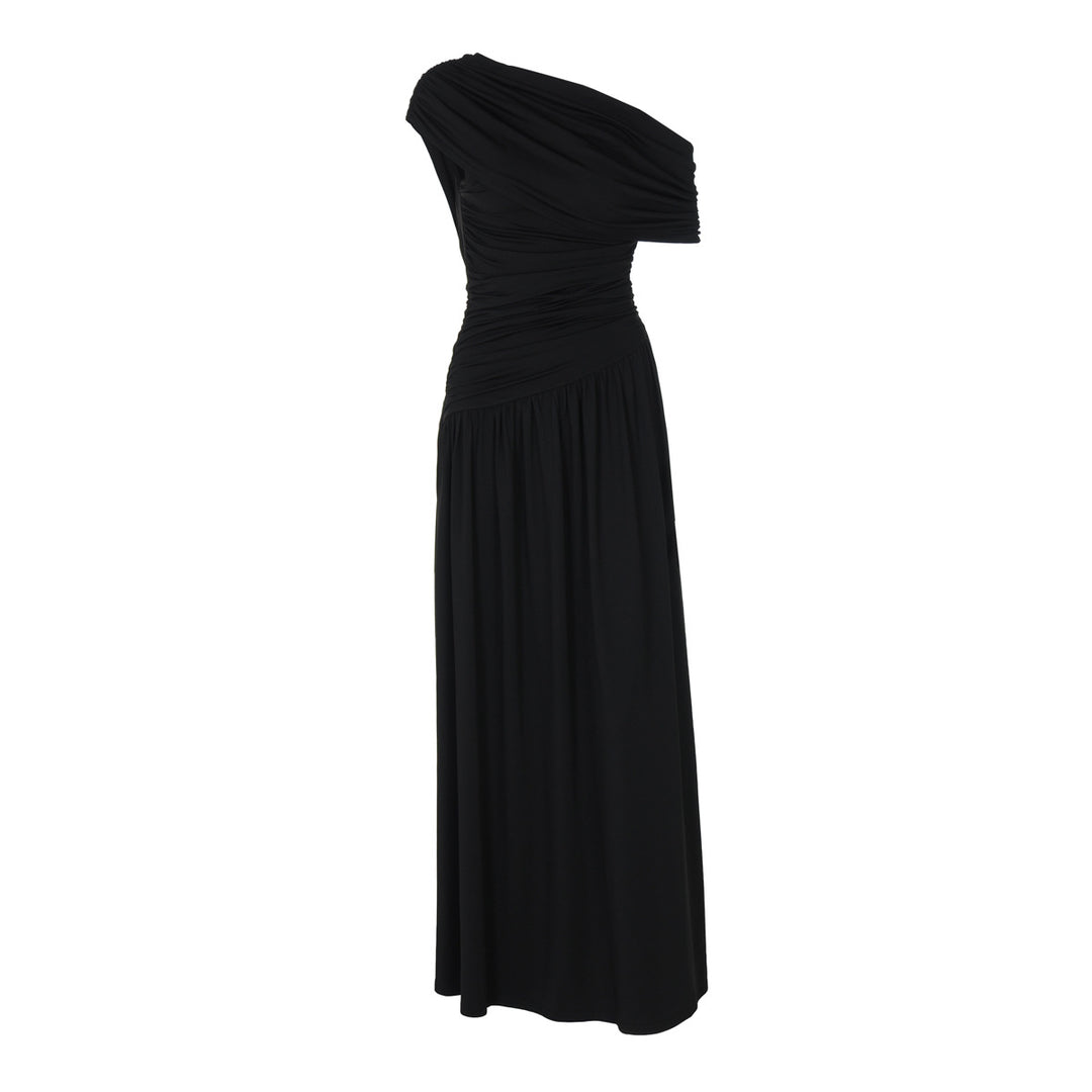 Damen Elegantes asymmetrisches Maxikleid mit Raffungen EB