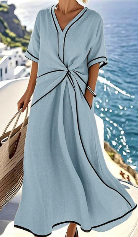 Damen Maxi-Kleid mit einzigartigem Wickeldesign EB