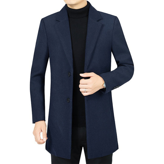 Herren Eleganter taillierter Wollmix-Mantel mit Notch-Revers und Zweiknopfverschluss EB