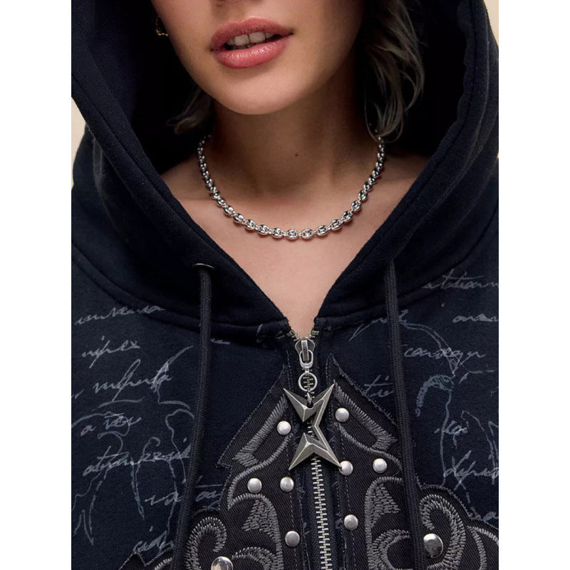 Damen Oversized Hoodie mit detailreichem Druck EB