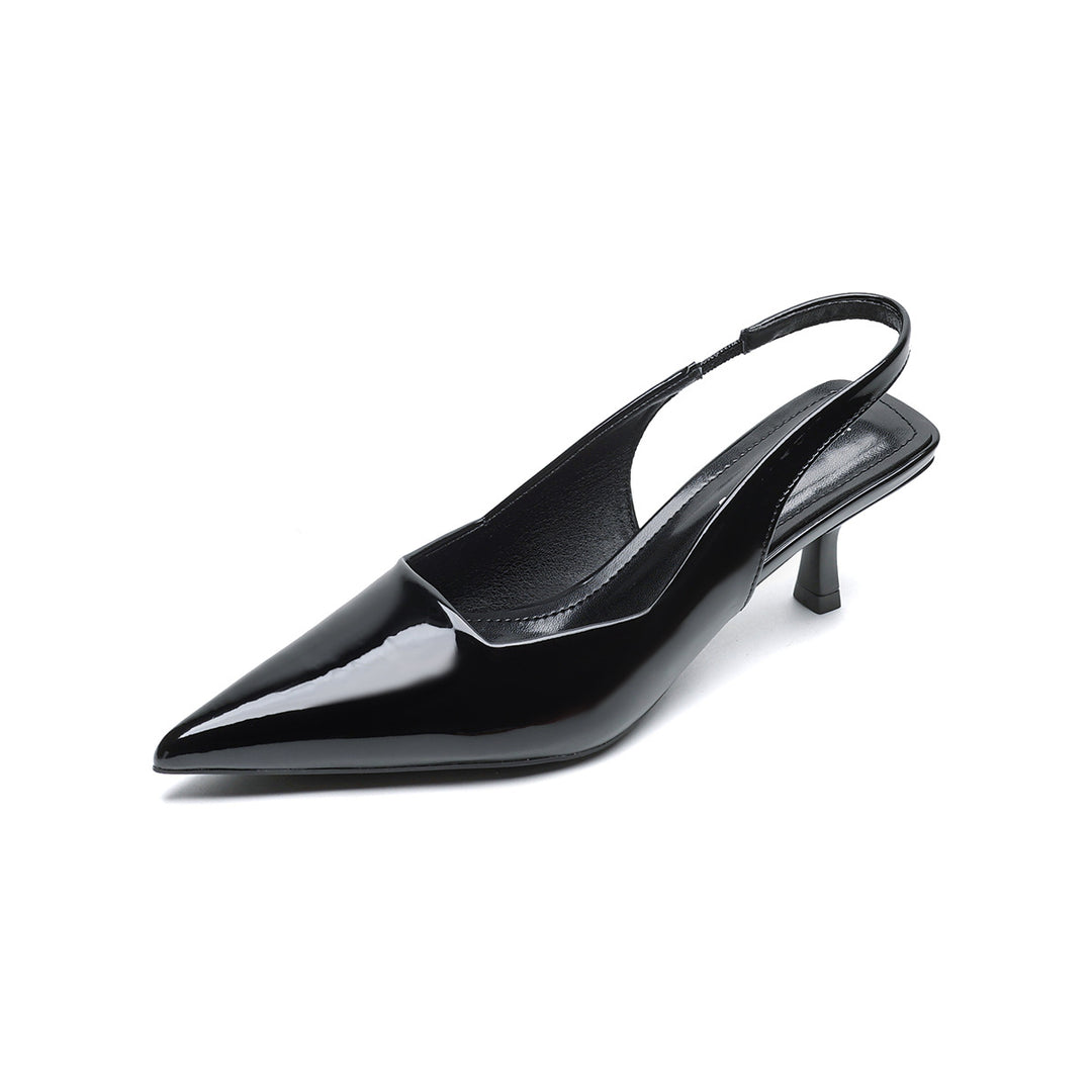 Damen Slingback-Pumps mit spitzem Zehenbereich und elegantem Hochglanz EB