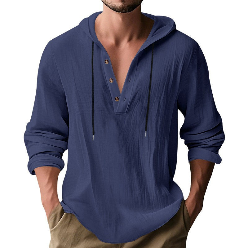 Herren lässiges Langarm-Hoodie mit modischem Knopfdesign und atmungsaktivem Stoff EB