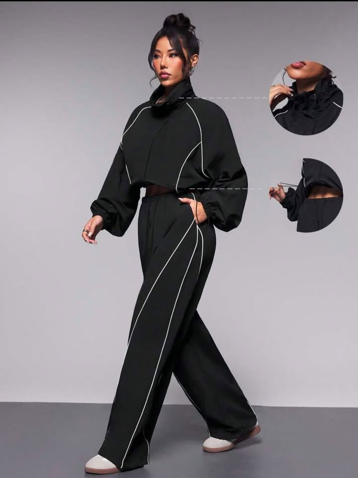 Damen sportliches Windbreaker-Oberteil mit elastischem Bund und modernem Reißverschluss EB