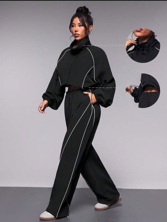 Damen sportliches Windbreaker-Oberteil mit elastischem Bund und modernem Reißverschluss EB