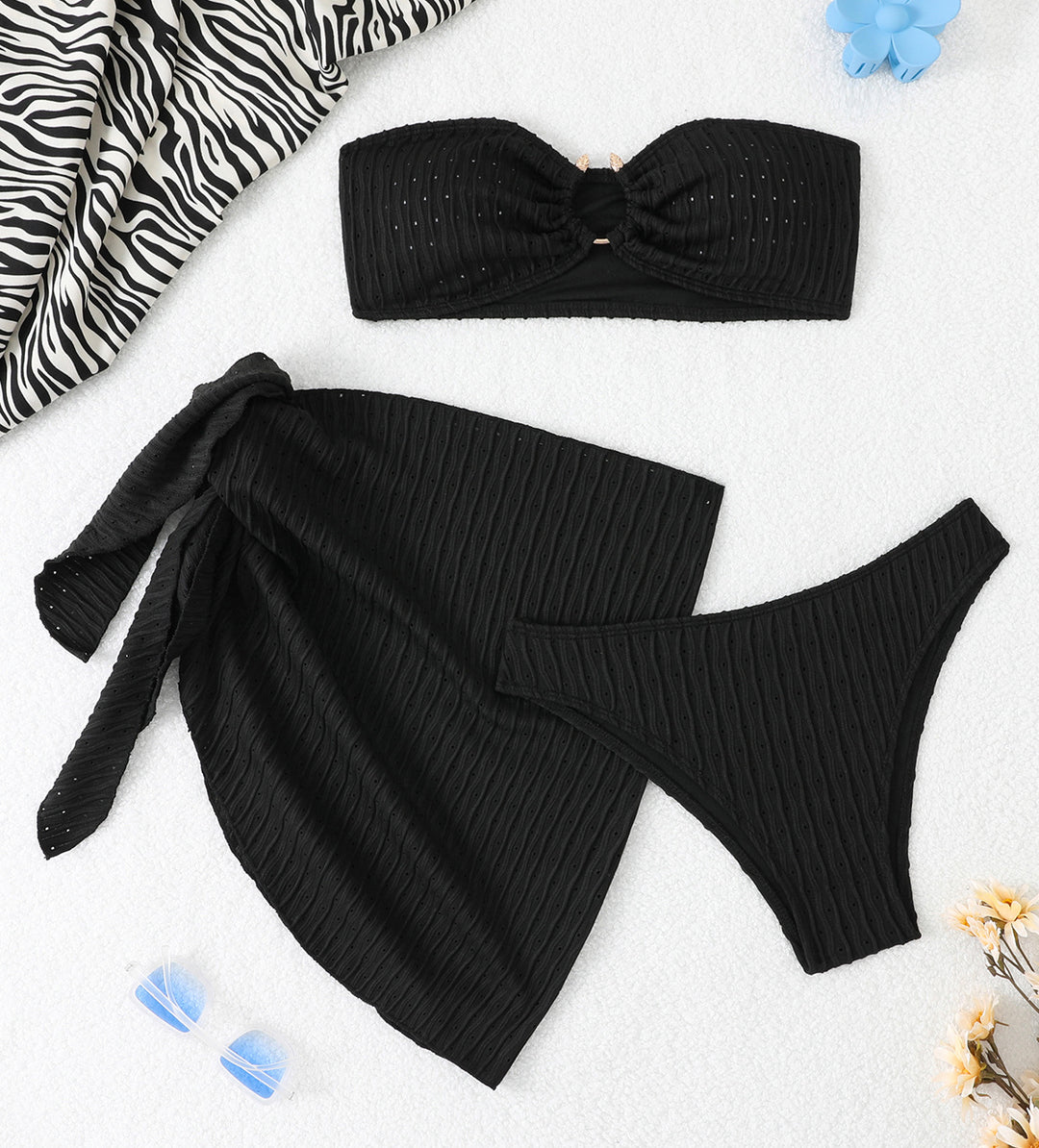 Damen Bandeau Bikini mit eleganter Raffstruktur EB