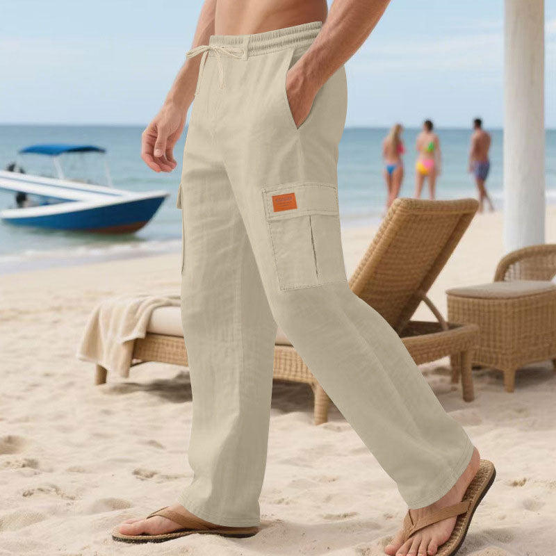 Herren nan maritime Strand-Cargohose im Relaxschnitt mit elastischem Tunnelzugbund EB