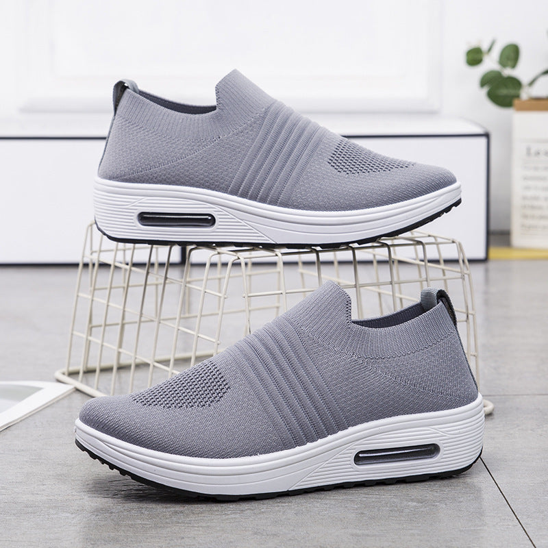 Damen Komfortable Slip-On Sneakers mit atmungsaktiver Strickoberfläche und dämpfender Sohle EB