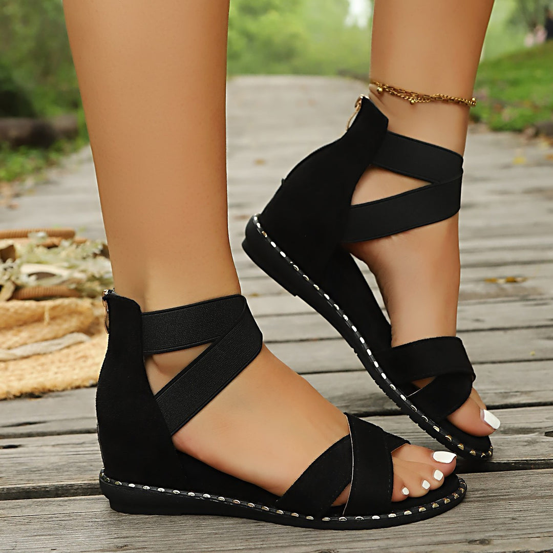 Damen Sandalen mit geflochtenen Riemen und elastischem Fersenbereich EB