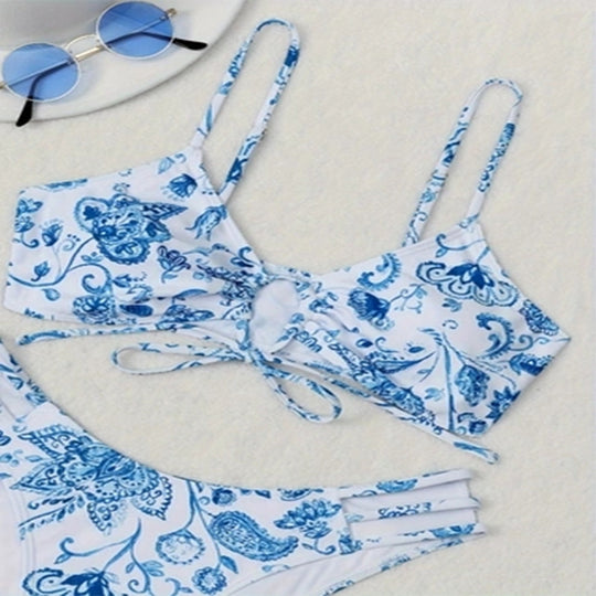 Damen Triangel-Bikini mit verspieltem Blumendruck EB