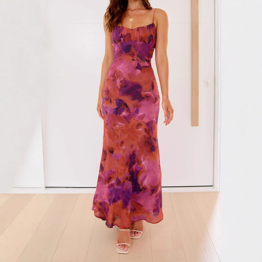 Damen Elegantes Maxikleid mit sanften Farbverlauf und filigranen Spaghettiträgern EB