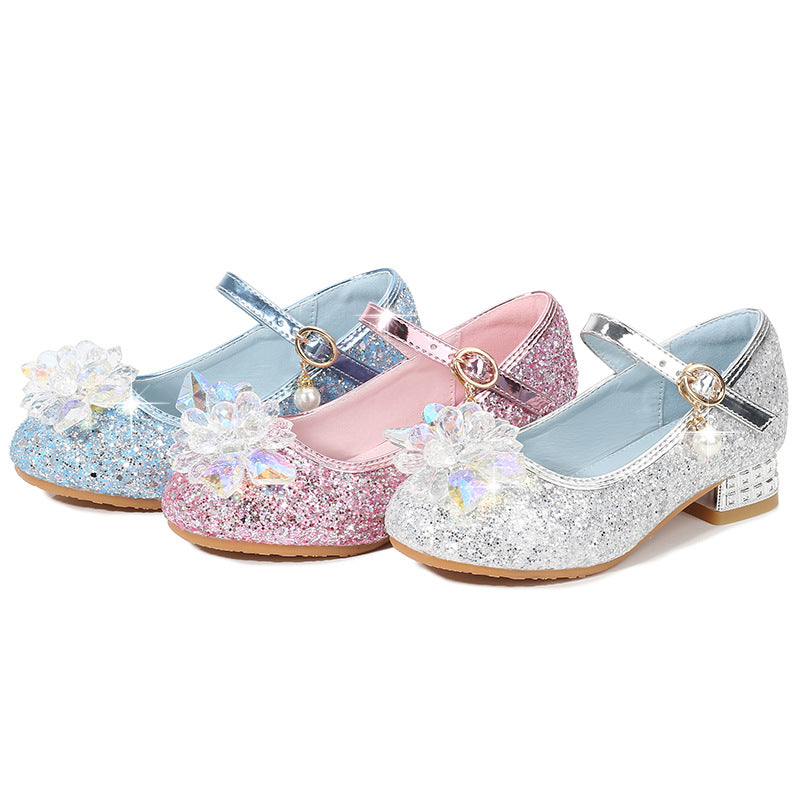 Mädchen Ballerinas mit funkelnden Kristallblüten und Glitzer EB