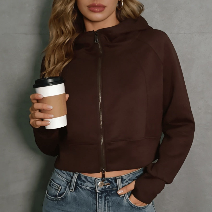 Damen sportliche und modische Jacke mit Kapuze EB