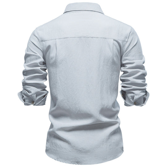 Herren nan strukturiertes Leinenhemd mit Kentkragen und taillierter Passform EB