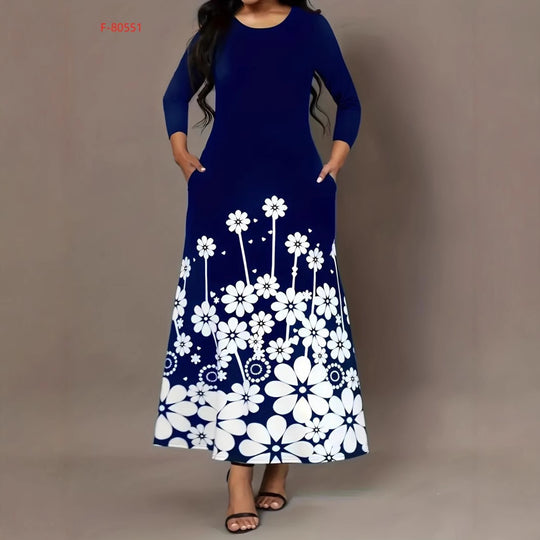 Damen Maxikleid mit floralem Design und praktischen Taschen EB