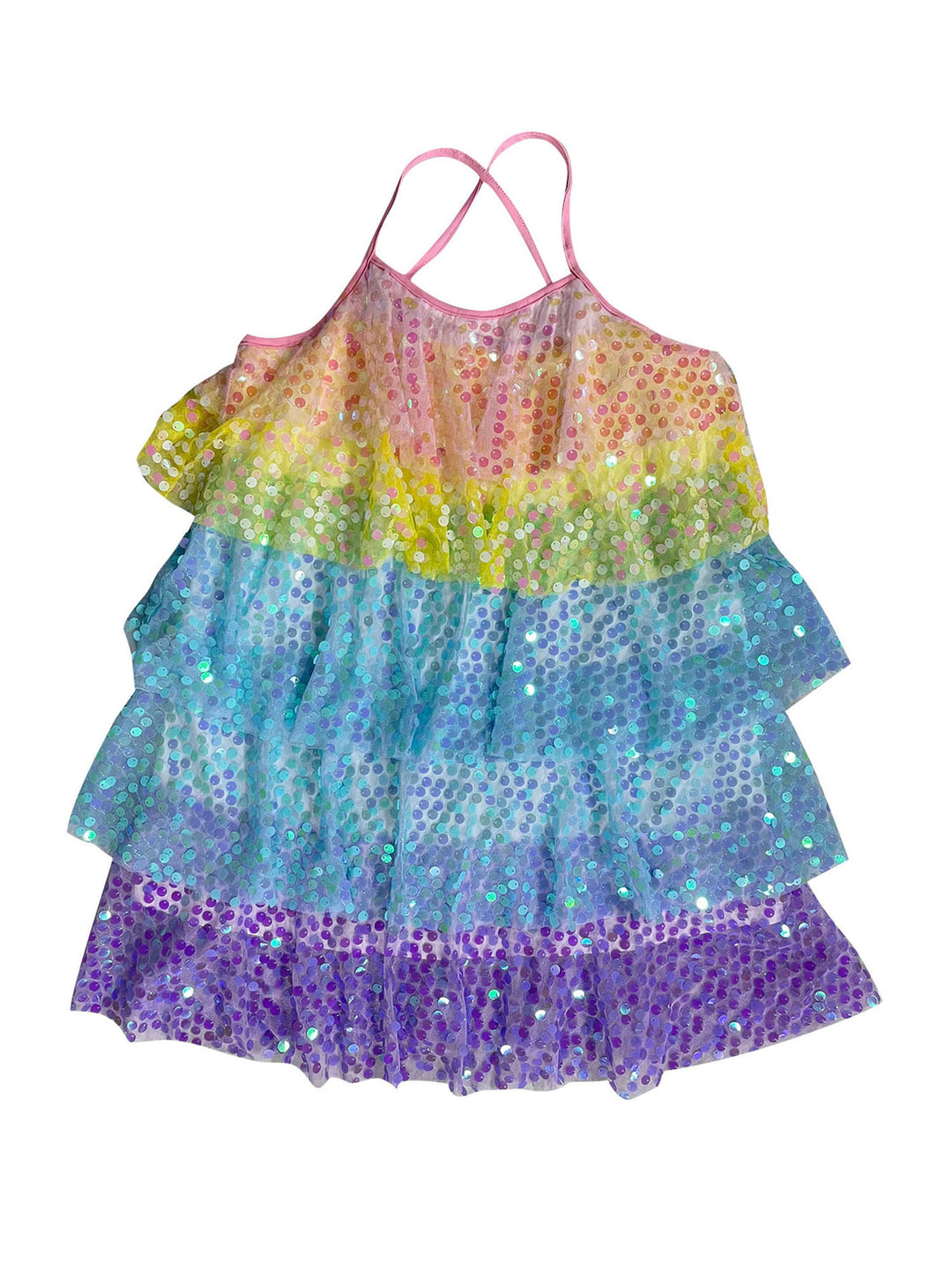 Damen luftiges Sommerkleid mit buntem Paillettenmuster EB