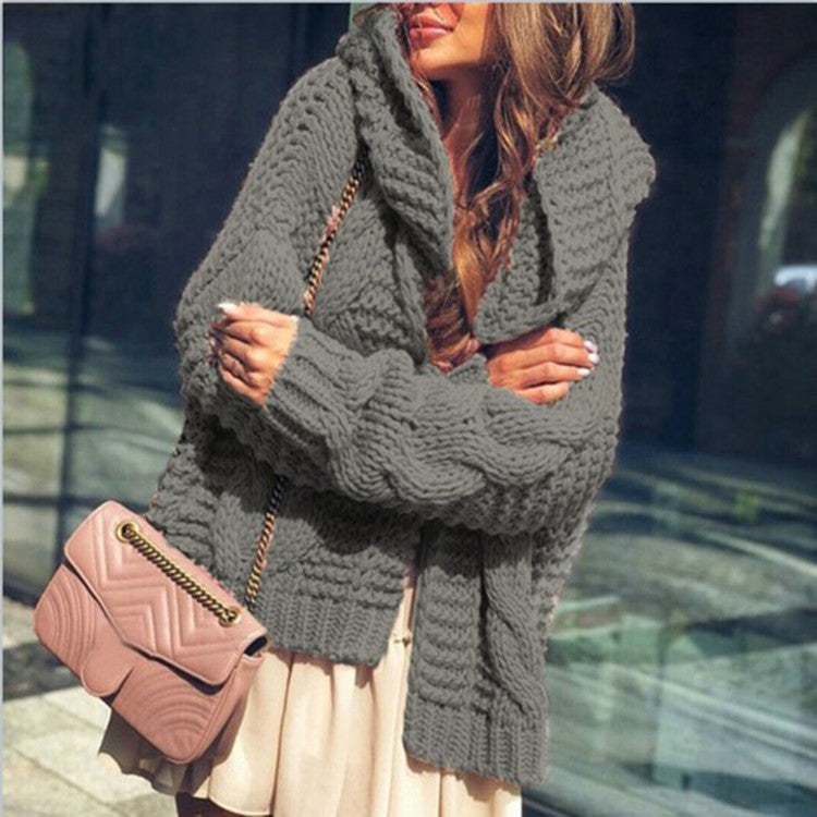 Damen Grobstrickjacke mit luxuriösem Karomuster und oversized Schnitt EB