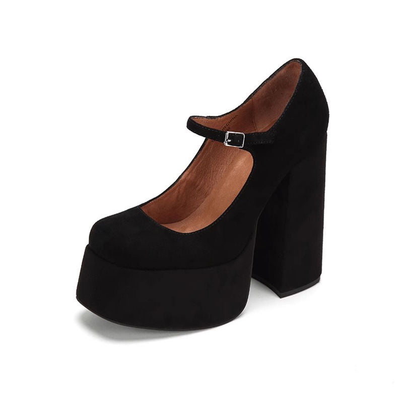 Damen elegante Plateau-Pumps mit verstellbarem Riemchen EB