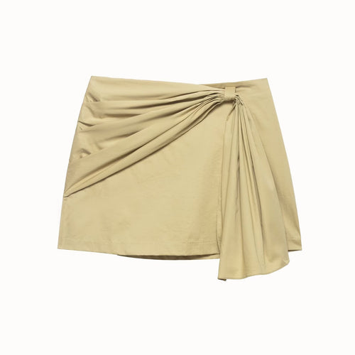 Damen Wickelrock mit asymmetrischem Design und dekorativen Drapierungen EB