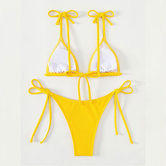 Damen Triangel-Bikini mit verstellbaren Trägern und hohem Beinausschnitt EB