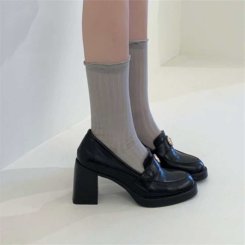 Damen Elegante und komfortable Mokassins mit blockierendem Absatz EB