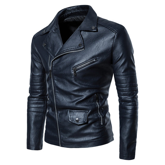 Herren stylische Bikerjacke mit asymmetrischem Reißverschluss und praktischen Taschen EB