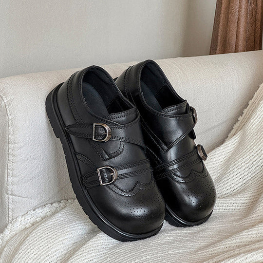 Damen Elegante Schnürschuhe mit doppeltem Riemen und feiner Perforation EB