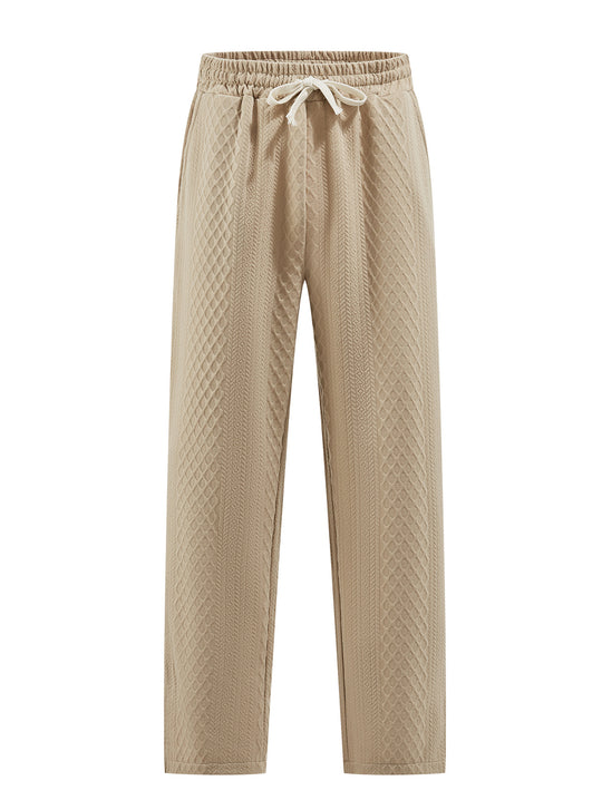 Damen nan komfortable strukturierte Loungehose mit elastischem Kordelbund und geradem Bein EB