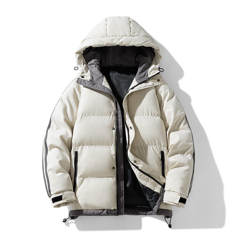 Herren nan gesteppte Kapuzen-Winterjacke mit Thermofutter, seitlichen Kontraststreifen und winddichter Außenhülle EB
